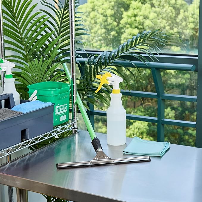 Restaurantware-Clean Tek Professional 13.78 Inch Window Squeegee, 1 Cleaning Squeegee with Rubber Blade - No-Slip Handle, Clean Mirror Or Car Windshield, Stainless Steel Wiper for Glass Door