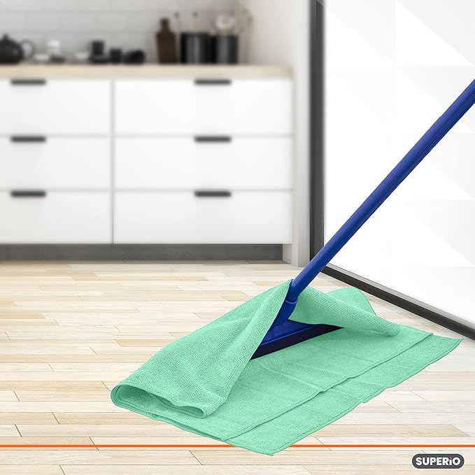 Superio Microfiber Squeegee Mopping Towel Extra Large Miracle Cloth Streak Free Floor Cloth 20x30 House, Kitchen, Bathroom, Car Multi Colored, 10 Pack