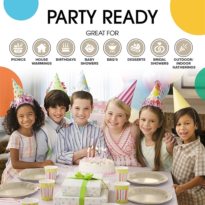 Exquisite Party Solids Ivory Plastic Plates For Party Supplies 10" Ivory Disposable Plates Heavy Duty 50 Pcs Plastic Dinnerware Sets Heavy Duty 350 GSM Disposable Dinnerware Set