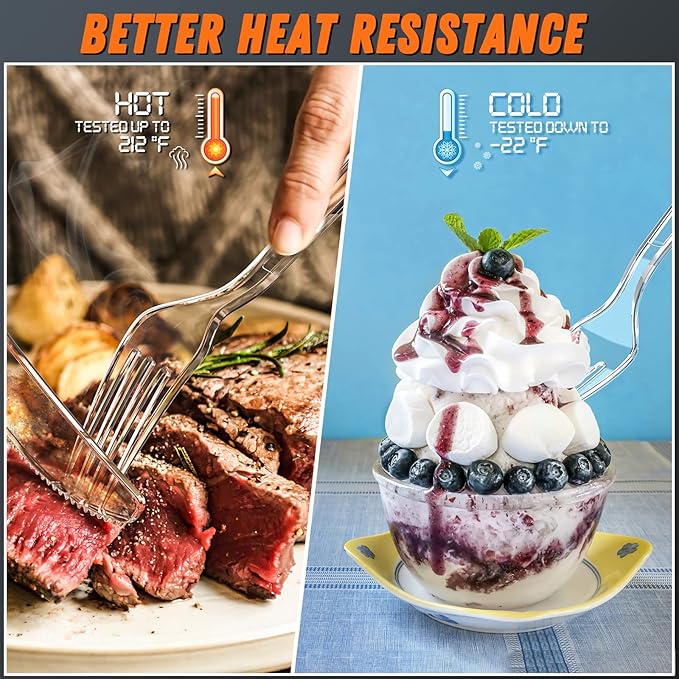Dipoo 7.1" Clear Plastic Forks Heavy Duty with Heat Resistant & BPA Free, Solid and Durable Plastic Cutlery, Premium Disposable Forks for Party Supply(168 Count)