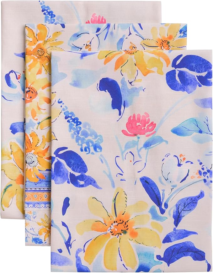 Maison d' Hermine Kitchen Towels Set of 3 100% Cotton 27.50" x 20" Reusable Cloth Tea Dish Towels Absorbent with Hanging Loop for Kitchen Farmhouse Hotel Spring Summer - Girassol