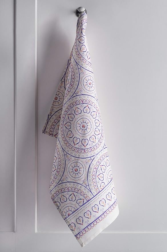 Maison d' Hermine Kitchen Towels Set of 3 100% Cotton 27.50" x 20" Reusable Cloth Tea Dish Towels Absorbent with Hanging Loop for Kitchen Farmhouse Hotel Spring Summer - Mandala