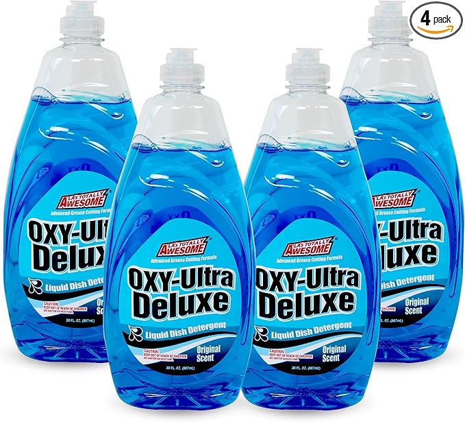 La's Totally Awesome Dish Soap Liquid – Original Scent (30 fl oz, Pack of 4) – Grease-Fighting Dishwashing Liquid from Awesome Cleaner Brand