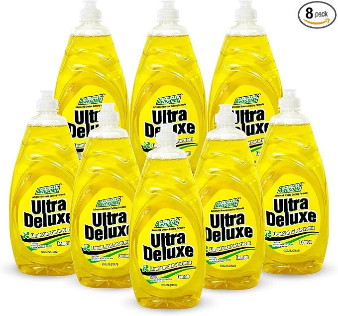 La's Totally Awesome Dish Soap Liquid – Lemon Scent (30 fl oz, Pack of 8) – Grease-Fighting Dishwashing Liquid from Awesome Cleaner Brand