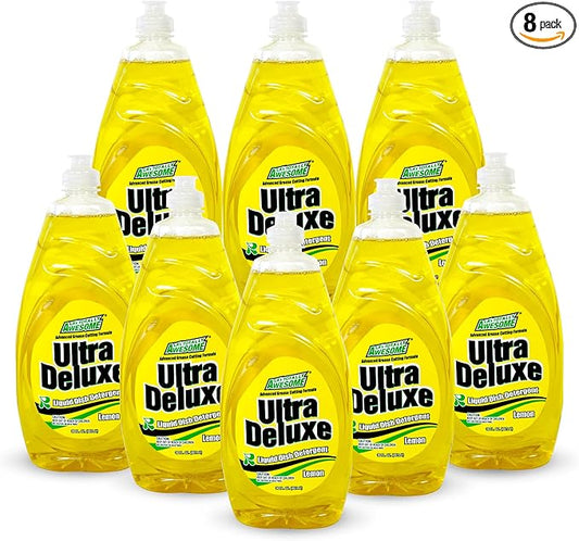 La's Totally Awesome Dish Soap Liquid – Lemon Scent (30 fl oz, Pack of 8) – Grease-Fighting Dishwashing Liquid from Awesome Cleaner Brand