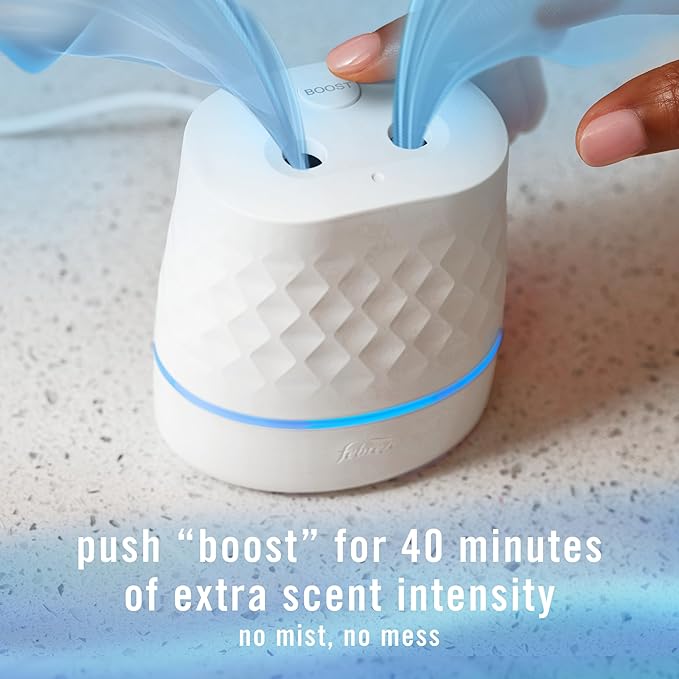 Febreze PLUG Scent Booster Starter Kit, Black, Oil Diffuser, Air Freshener Plug In, Continuous Scent Device + 2 Ocean Refills