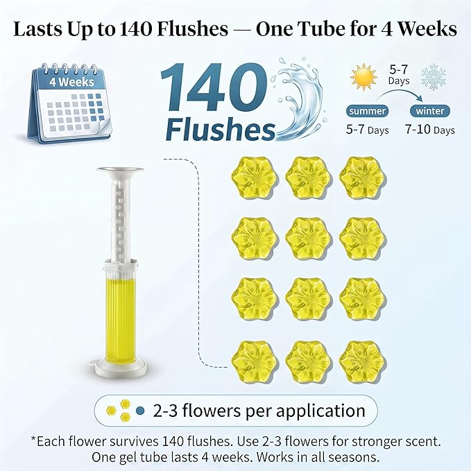 120 Stamps (12 Tubes) Toilet Bowl Gel Flower Stamp, 6 Scents Lavender Orange Ocean Gardenia, Prevent Limescale and Ring, Flush-Activated Cleaner, Long-Lasting Bathroom Freshener