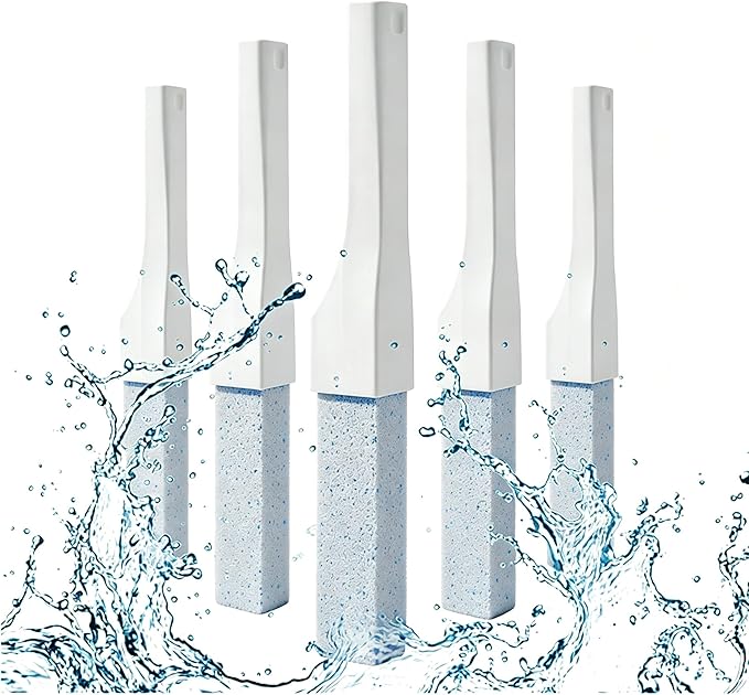 Pumice Stone Toilet Bowl Cleaner with Long Handle, Replaceable Cleaning Stone, Hard Water Stain Remover for Toilets, Bathtubs, Grills, Pools, Sinks, Household Cleaning Tool