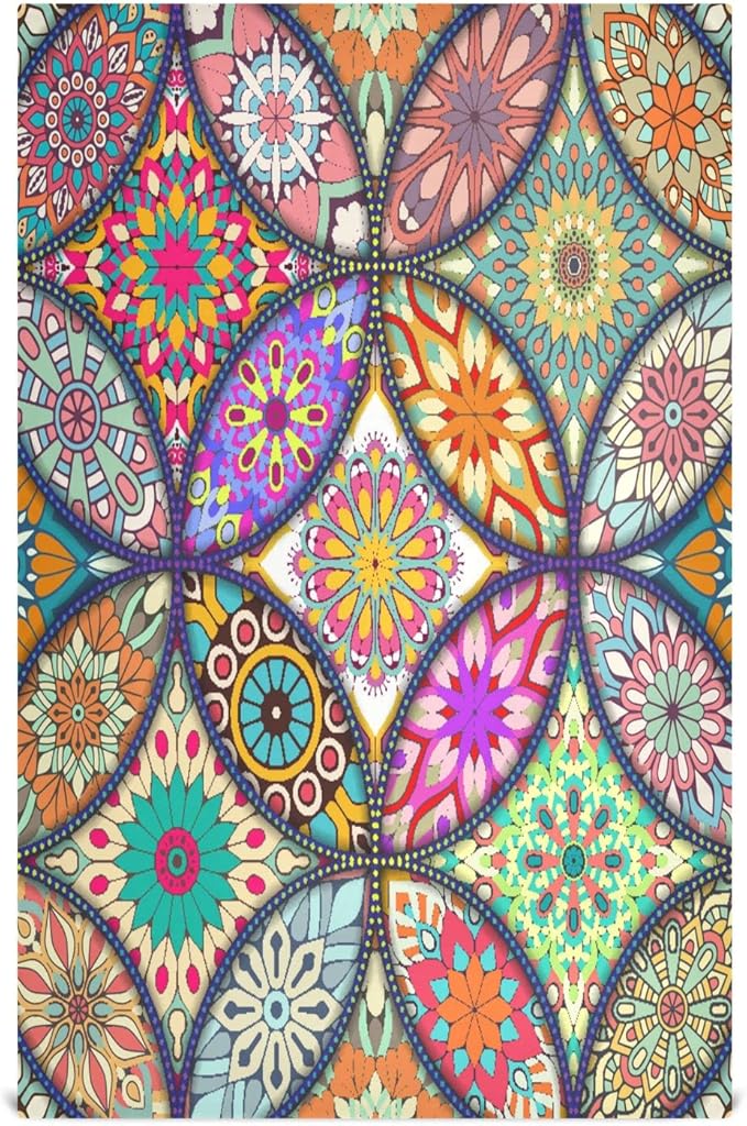 STAYTOP 1Pcs Boho Mandala Native Kitchen Dish Towel Set Baking Kitchen Towels Dishcloths Sets Fast Drying Kitchen Towels Tea Towels Gift Set for Drying Cleaning Cooking Baking
