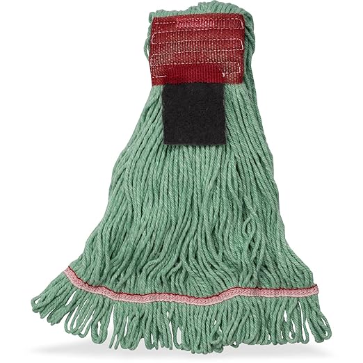 SPARTA Flo-Pac Acrylic Mop Head, Loop-Ended, Wide Band with 5" Red Band with Scrubber for Organized Cleaning, Large, Red