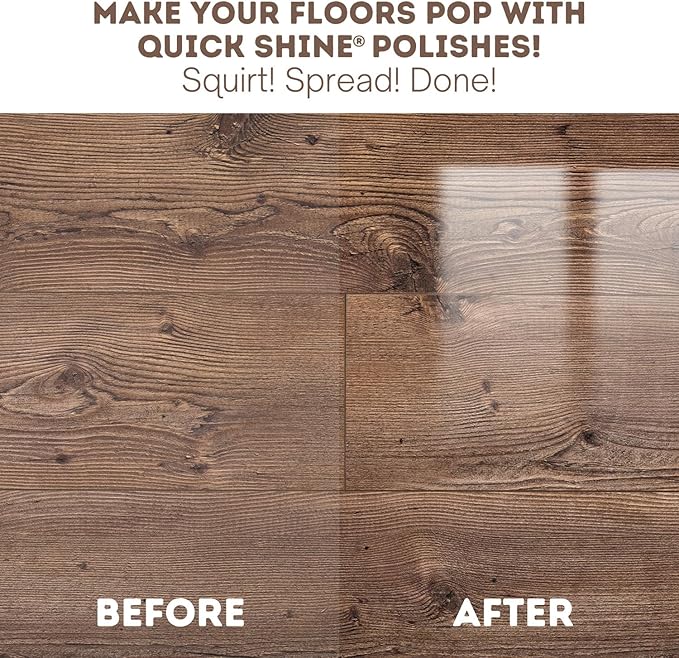 Quick Shine Hardwood Floor Luster-Polish 64oz-2pk Plant-Derived w/Carnauba Safer Choice, No PFAS, pH Neutral Ready to Use Formula w/Anti-Slip Technology Simply Squirt & Spread Made in USA