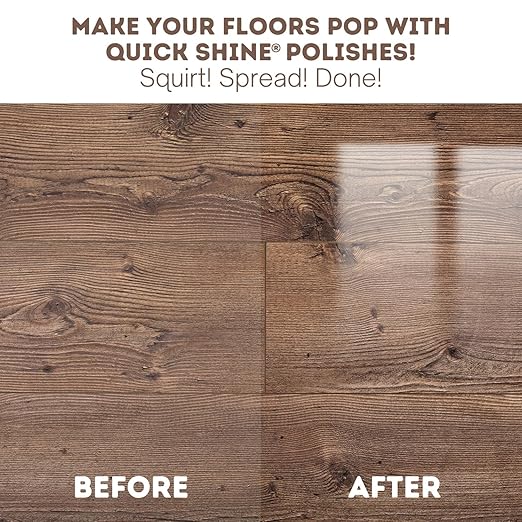 Quick Shine Hardwood Floor Luster-Polish 27oz | Plant-Derived w/Carnauba | Safer Choice, No PFAS, pH Neutral | Ready to Use Formula w/Anti-Slip Technology | Simply Squirt & Spread | Made in USA
