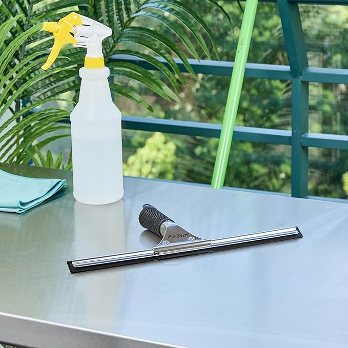 Restaurantware-Clean Tek Professional 13.78 Inch Window Squeegee, 1 Cleaning Squeegee with Rubber Blade - No-Slip Handle, Clean Mirror Or Car Windshield, Stainless Steel Wiper for Glass Door
