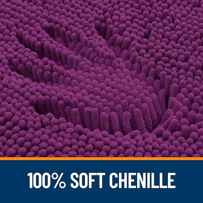 OLANLY Bathroom Runner Rugs 59x20, Extra Soft Absorbent Chenille Bath Rugs, Rubber Backing Quick Dry, Machine Washable Long Bath Mats for Bathroom Floor, Tub and Shower, Home Decor Accessories, Purple