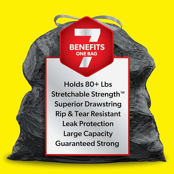 Glad Large 30 Gallon Trash Bags,Unscented Heavy Duty Garbage Bags,Forceflex with Drawstring,(Packaging May Vary), 50 Count (Pack of 150)