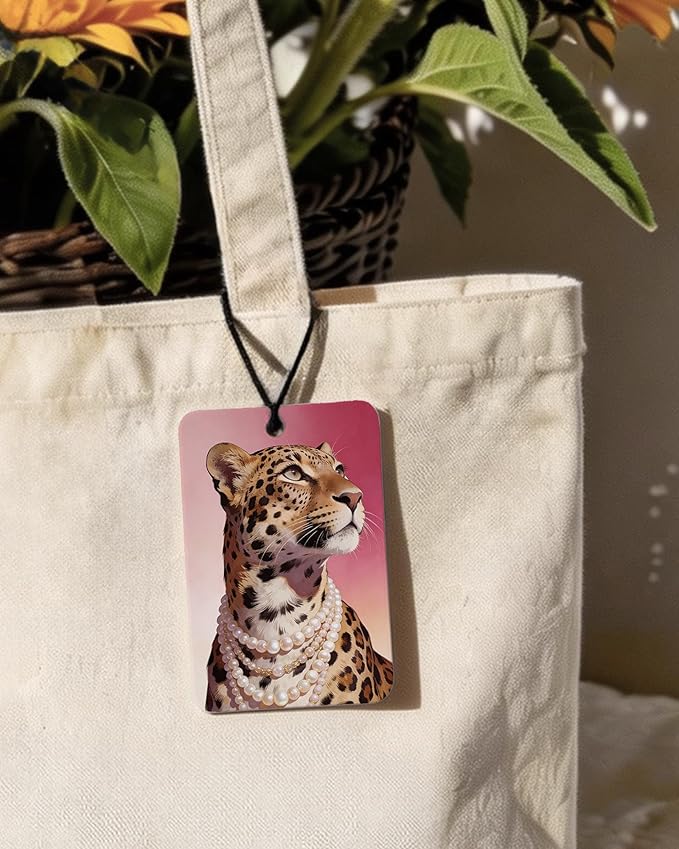 Trendy Pink Leopard Print Orange Citrus Car Air Freshener 4pcs, Girly Y2K Pink Disco Ball Cheetah Lucky 8 Ball Ace Card Hanging Scents Car Accessories Interior Mirror Decor for Girls
