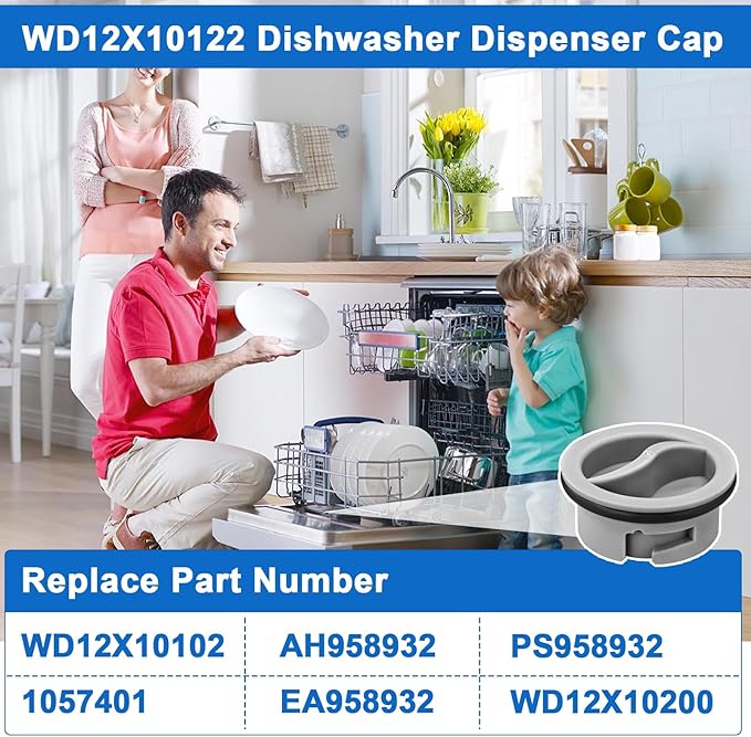 WD12X10122 Dishwasher Rinse Aid Dispenser Cap Compatible with GE Dishwasher, Replaces WD12X10102 WD12X10200 PS958932 EAP958919 AH958932 (1Pcs)
