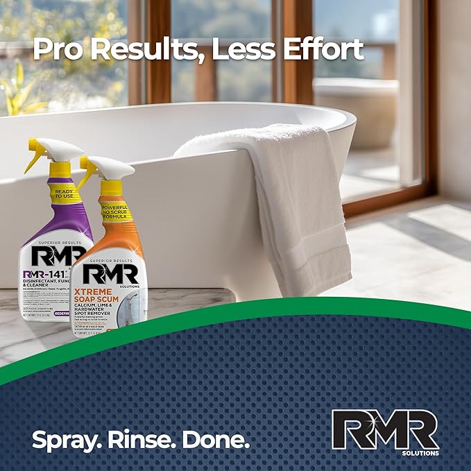 RMR Polish & Protect Bundle – Xtreme Soap Scum Remover + RMR-141 EPA Registered Mold & Mildew Spray, 2-Step Clean & Disinfect System for Buildup, Hard Water, Tile, Surfaces, Glass, 2–32 Oz Bottles