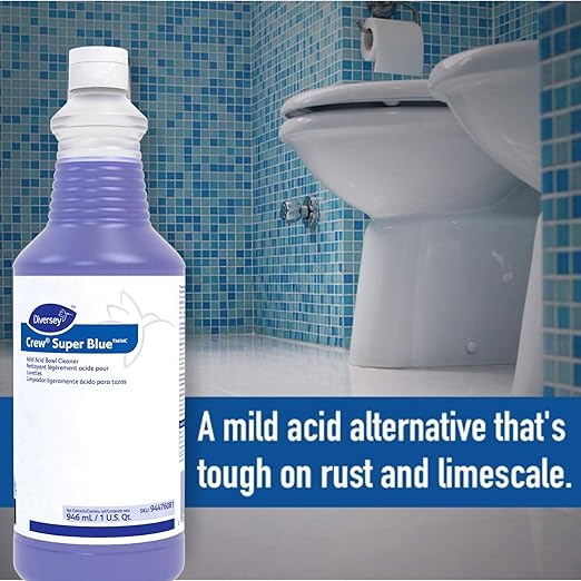 CREW 94476081 Super Blue Mild Acid Toilet Bowl Cleaner, Removes Rust, Scale & Stains, Citrus Scent, Ready-to-Use Squeeze Bottle, 32-Ounce