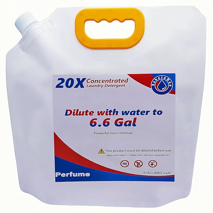 Commercial Bulk Laundry Detergent Refill, 20X Concentrated, Makes 6.6 Gallons (800 Loads) – Heavy-Duty Stain Removal, HE Compatible, Lowest Cost per Load