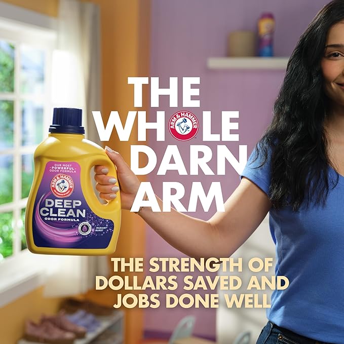 ARM & HAMMER Deep Clean Stain Formula Laundry Detergent Power Paks, Sparkling Clean Scent, 32 Count, 32 Loads