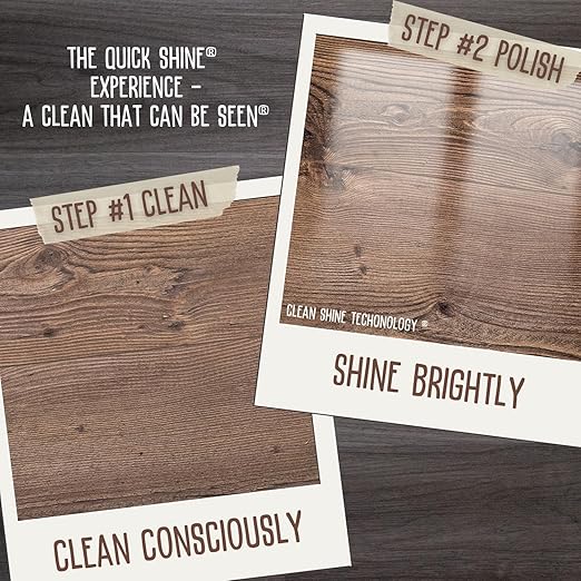 Quick Shine Hardwood Floor Luster-Polish 27oz | Plant-Derived w/Carnauba | Safer Choice, No PFAS, pH Neutral | Ready to Use Formula w/Anti-Slip Technology | Simply Squirt & Spread | Made in USA