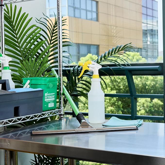 Restaurantware-Clean Tek Professional 17.72 Inch Window Squeegee, 1 Cleaning Squeegee with Rubber Blade - No-Slip Handle, Clean Mirror Or Car Windshield, Stainless Steel Wiper for Glass Door