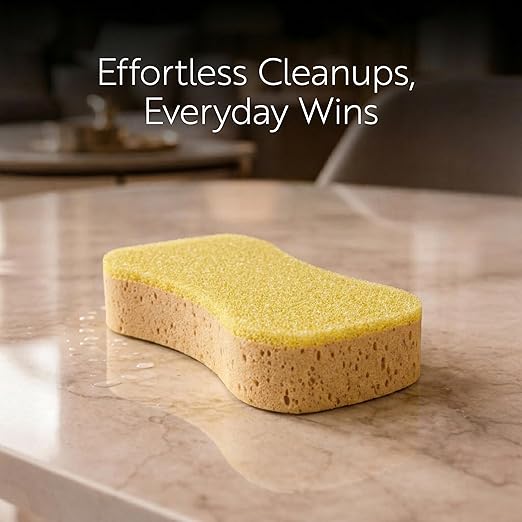 Restaurantware Sponge and Scouring Pad Combo 1 Count 7.7 x 4.9 x 2.1 Inches Plastic Multi-Surface Scrubber Flexible Cleaning Sponge for Commercial Kitchens