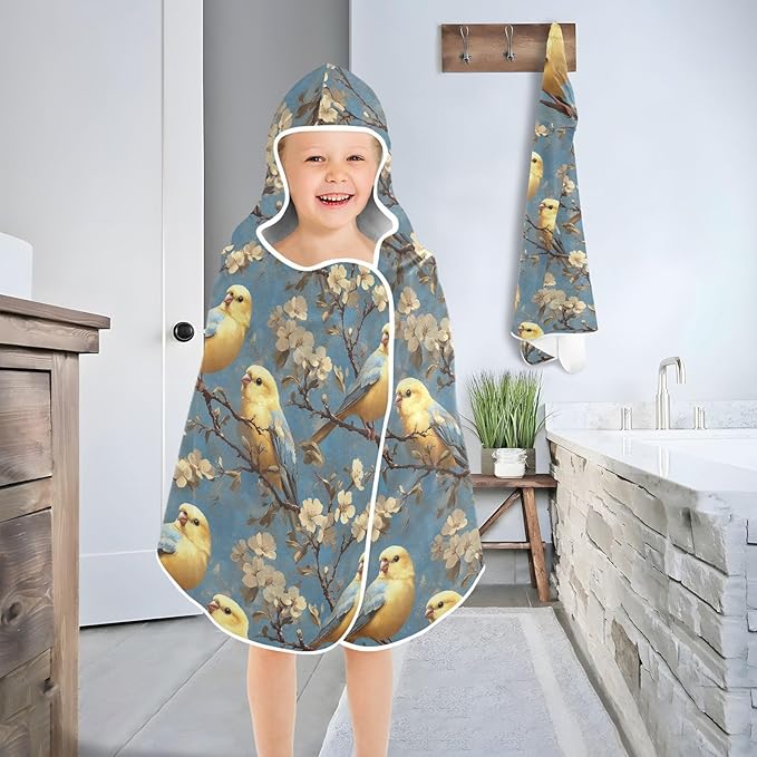 Beach Towel Beauty Budgerigar Neutral Hooded Kids Beach Towel Lightweight Toddler Bath Towel