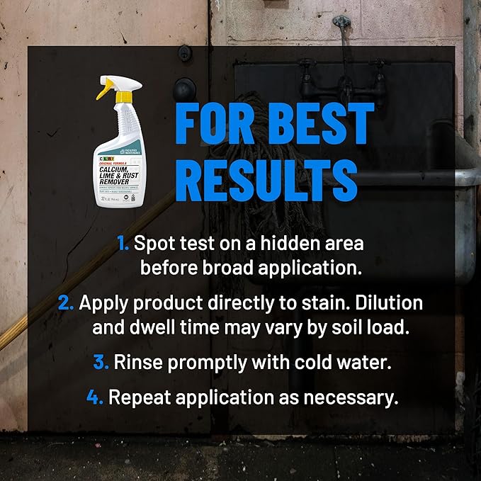 CLR PRO Calcium, Lime & Rust Remover, 32 oz. Spray Bottle, Pack of 2, Quickly Removes Calcium, Lime, Hard Water Deposits and Surface Rust Stains