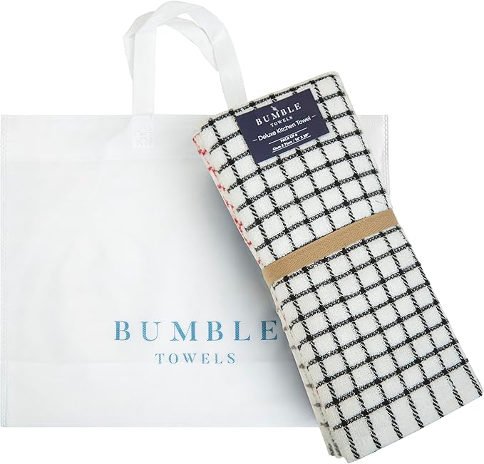 Bumble Kitchen Towels (6 Pack) | 16” x 28” | 100% Cotton Kitchen Towels | 385 GSM | Soft, Highly Absorbent & Durable Dish Towels for Kitchen | Multicoloured Checked