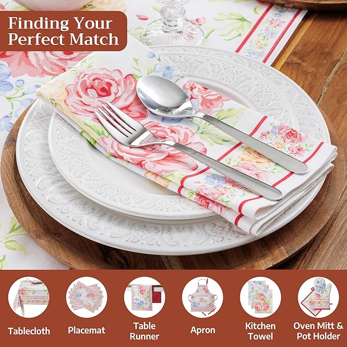 Maison d' Hermine 100% Cotton Cloth Napkins Set of 4 Everyday Reusable Square Napkins Cloth Washable Dinner Party Wedding Restaurant Hotel Kitchen Spring Summer (Vintage Floral, 20" x 20")