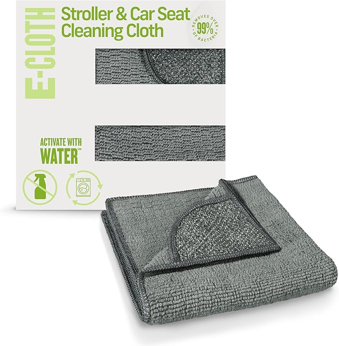 E-Cloth Stroller & Car Seat Cleaning Cloth, Premium Microfiber Cloth with Scrubbing Corner, Ideal for Cleaning Baby Stroller, Car Seats, Car Seat Cover, Booster Seat, 100 Wash Promise