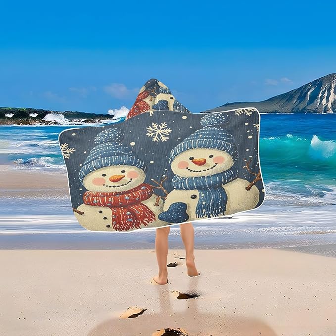 Blueangle Kids Bath Towel Wrap - Cute Cartoon Snowmen Hooded Kids Towel - Super Soft Absorbent Quick Dry Toddler Shower Pool Beach Towel #1
