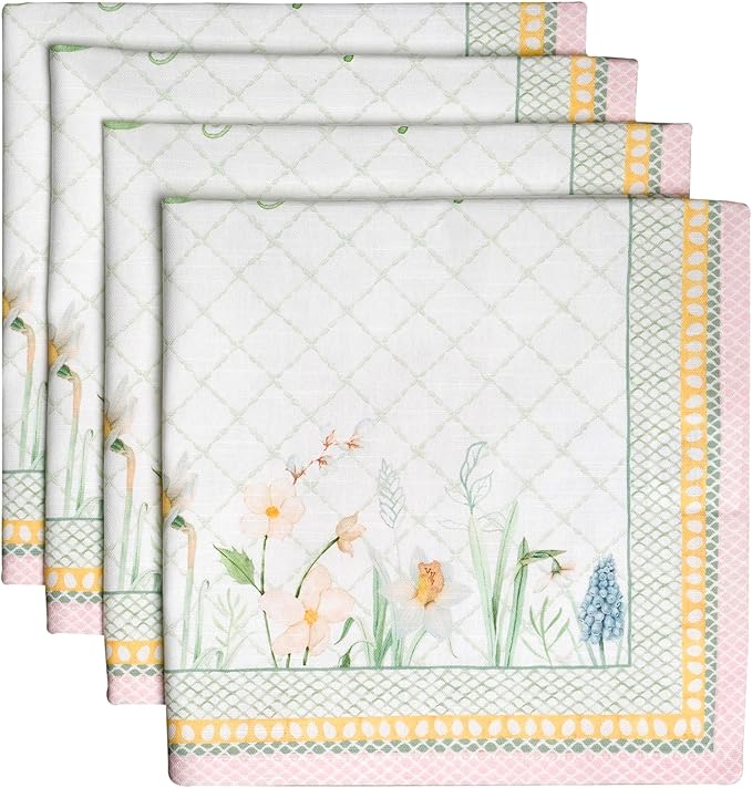 Maison d' Hermine 100% Cotton Cloth Napkins Set of 4 Everyday Reusable Square Napkins Cloth Washable Dinner Party Wedding Restaurant Hotel Kitchen Spring Summer (Easter Dew, 20" x 20")