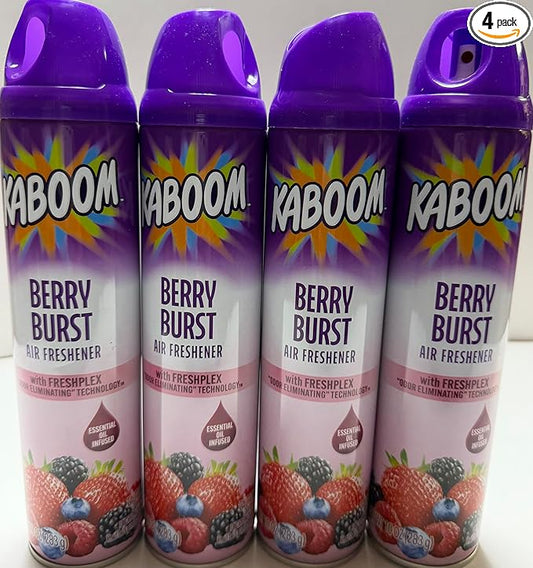 Wizard kaboom | Odor Neutralizer & Air Freshener with freshplex "odor eliminating" technology - 10 Oz. Berry burst (Pack of 4) (Packaging May Vary)