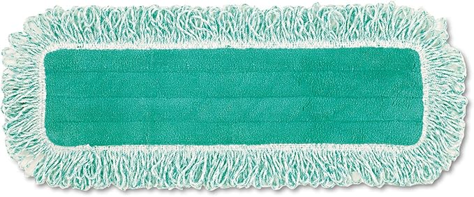 Rubbermaid Commercial Products HYGEN 18 inch Microfiber Dust Pad with Fringe, Green, For Janitorial/Professional Cleaners and Heavy-Duty industrial Cleaning/Dusting/Sweeping