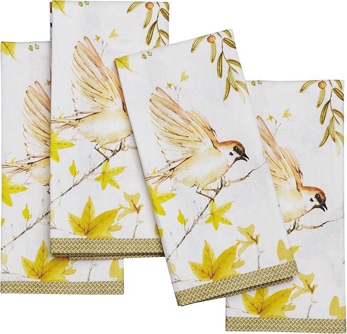 Maison d' Hermine 100% Cotton Cloth Napkins Set of 4 Everyday Reusable Square Napkins Cloth Washable Dinner Party Wedding Restaurant Hotel Kitchen Spring Summer (Verdier, 18" x 18")