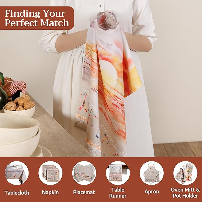 Maison d' Hermine Kitchen Towels Set of 3 100% Cotton 27.50" x 20" Reusable Cloth Tea Dish Towels Absorbent with Hanging Loop for Kitchen Farmhouse Hotel Spring Summer - Ibiza - Beige