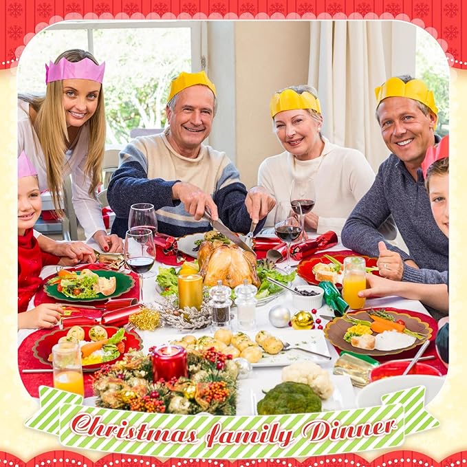48 Pcs Christmas Paper Plates 7 Inch Red Green White Dessert Scalloped Edge Disposable Dinner Plates for Fall Halloween Wedding Birthday Baby Shower Party Supply
