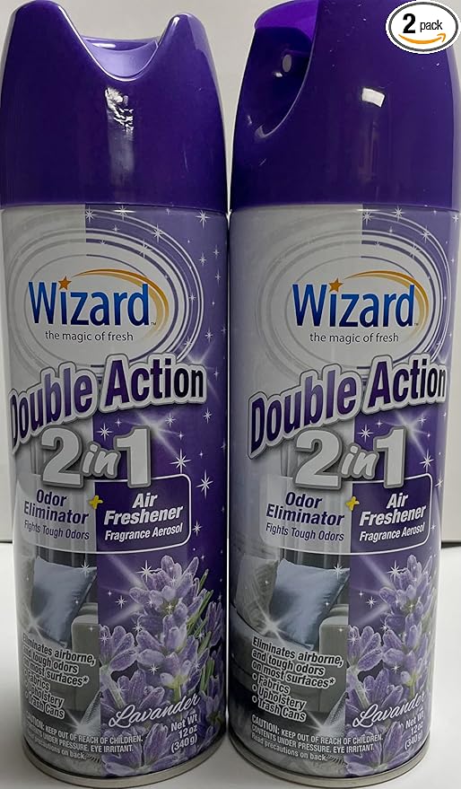 Wizard Double Action Smoke Odor Neutralizer & Air Freshener, Eliminates Smoke Smell & Odors, Freshens Air, Long-Lasting Scent; 2-Pack of 12oz Sprays lavender (pack of 2)