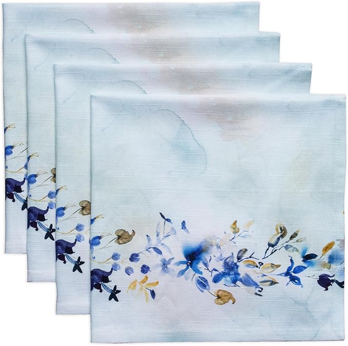 Maison d' Hermine 100% Cotton Cloth Napkins Set of 4 Everyday Reusable Square Napkins Cloth Washable Dinner Party Wedding Restaurant Hotel Kitchen Spring Summer (Lazy Summer Days, 20" x 20")