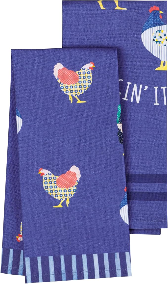 Maison d'Hermine Kitchen Towels Set of 2 100% Cotton 27.50" x 20" Reusable Cloth Tea Dish Towels Absorbent with Hanging Loop for Kitchen, Home, Dining, Cocktail Parties (Picoti)