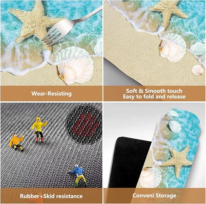 APROPHIC Bathroom Rugs Quick Dry Bath Mat, Super Absorbent Bath Rug, Washable Bathroom mats Non Silp Rubber Backing, Coastal Beach Theme Seashells Starfish Shower Mat for Bathroom Tub, Sink 16x24 in