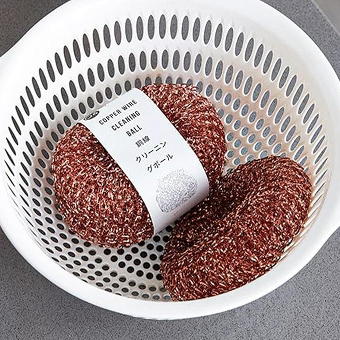 Dish Scrub Brush, Pot Scrubbers for Kitchen Non Scratch, 2 Pieces Copper Wire Pot Scrubbers Cleaning Supplies, Dishwashing Sponge for Pots Pans Sink Grill Oven Bathroom