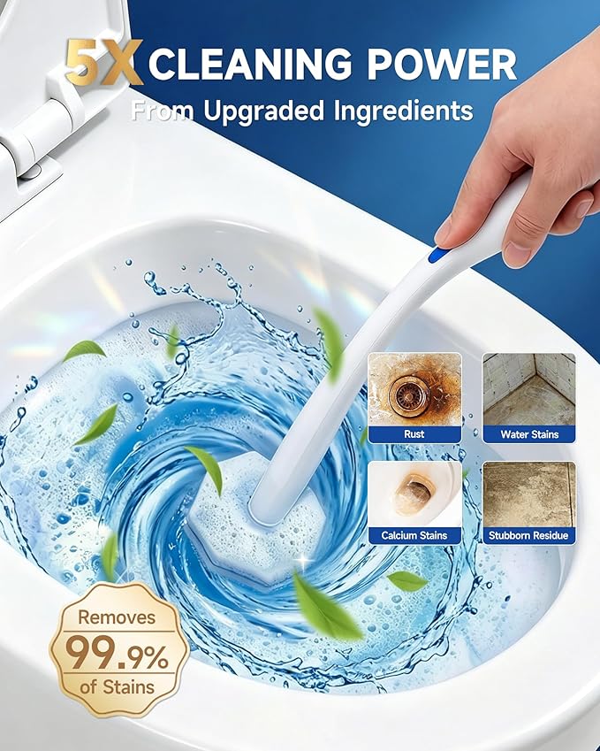 80 Count Toilet Wand Refills for Clorox, 5X Cleaning Power Toilet Bowl Wand Refills & High-Density Disposable Toilet Brush Scrubber - No Falling Apart, Instant Foam for Bathroom Cleaning