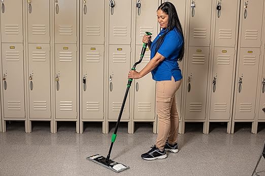 Unger Commercial Excella Floor Cleaning Mop Pack - Adjustable Height Offset Pole and Mop Pad Holder - EFKT6