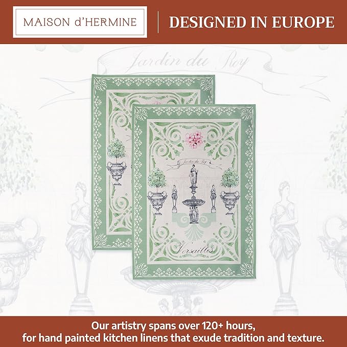 Maison d' Hermine Kitchen Towels Set of 2 100% Cotton 27.50" x 20" Reusable Cloth Tea Dish Towels Absorbent with Hanging Loop for Kitchen Farmhouse Hotel Spring Summer - Jardin Du Roy