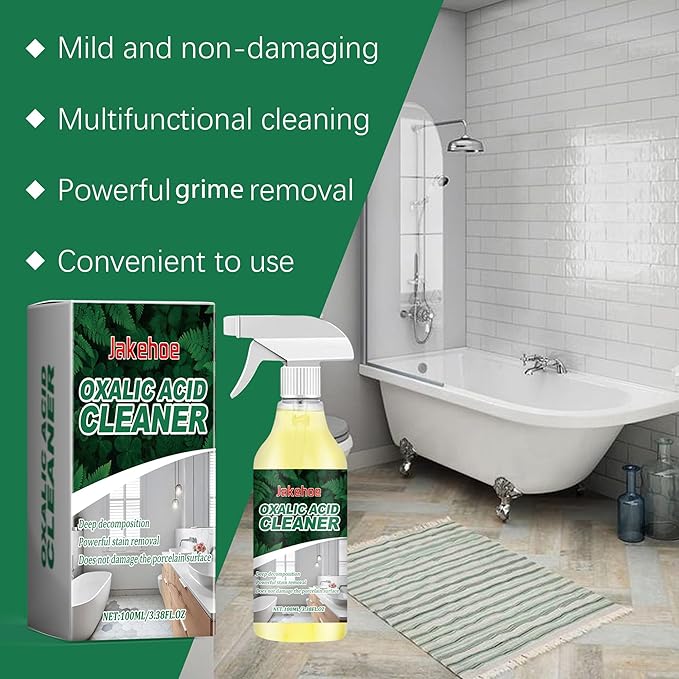 Oxalic Acid Cleaner for Bathroom & Household Surfaces, Designed for Hard Water Buildup & Surface Marks on Toilet, Tile, Tub & Concrete, Easy Spray for Routine Cleaning (2pcs)
