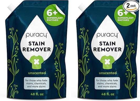 Puracy Stain Remover, Travel and Laundry Stain Cleaner for Clothes, Baby Essentials, Kids Stains, Oil and Fabric Spot Cleaner, (Stain Remover Spray, 48 fl oz) (Pack of 2)